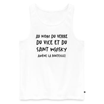 Au Nom Du Verre Du Vice Et Du Saint Whisky - Débardeur bio Premium Homme - blanc - Devant - Michal (187cm)