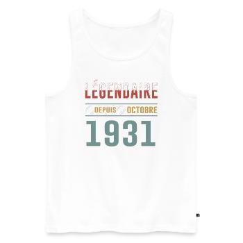 Légendaire Depuis Octobre 1931 Anniversaire - Débardeur bio Premium Homme - blanc - Devant - Michal (187cm)