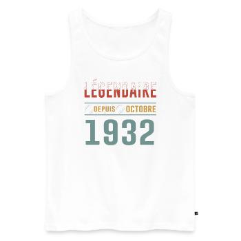Légendaire Depuis Octobre 1932 Anniversaire - Débardeur bio Premium Homme - blanc - Devant - Michal (187cm)