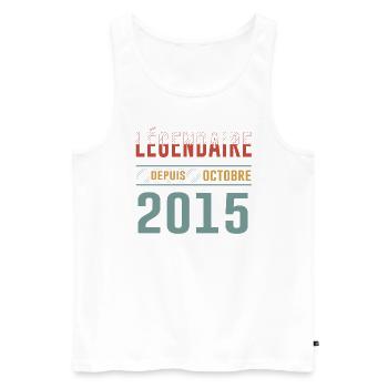 Légendaire Depuis Octobre 2015 Anniversaire - Débardeur bio Premium Homme - blanc - Devant - Michal (187cm)