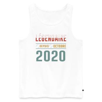 Légendaire Depuis Octobre 2020 Anniversaire - Débardeur bio Premium Homme - blanc - Devant - Michal (187cm)
