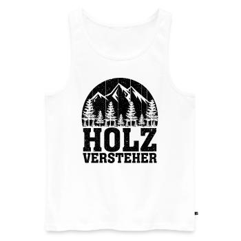 Holzversteher Chainsaw Retro Forest Woodworker - Männer Premium Bio Tank Top - Weiß - Vorne - Michal (187cm)