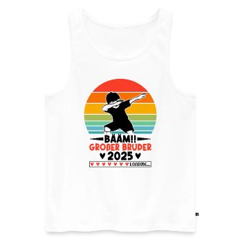 Bääm Großer Bruder Funny Brother 2025 Gift - Männer Premium Bio Tank Top - Weiß - Vorne - Michal (187cm)