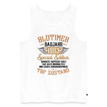BD - Oldtimer Baujahr Jahrgang 1953 retro red - Männer Premium Bio Tank Top - Weiß - Vorne - Michal (187cm)