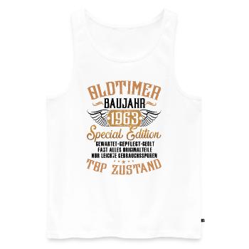 60 Geburtstag Oldtimer 1963 2023 - Männer Premium Bio Tank Top - Weiß - Vorne - Michal (187cm)