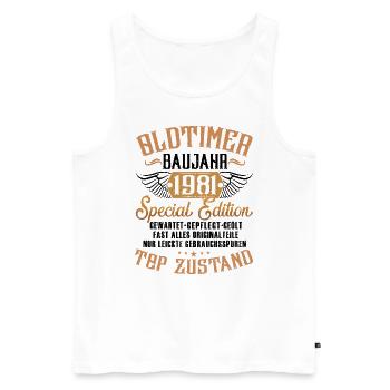 BD - Oldtimer Baujahr Jahrgang 1981 retro red - Männer Premium Bio Tank Top - Weiß - Vorne - Michal (187cm)
