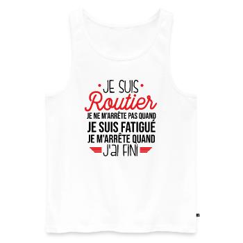 Routier Shirt • Je ferme pas ma gueule • Cadeau - Débardeur bio Premium Homme - blanc - Devant - Michal (187cm)