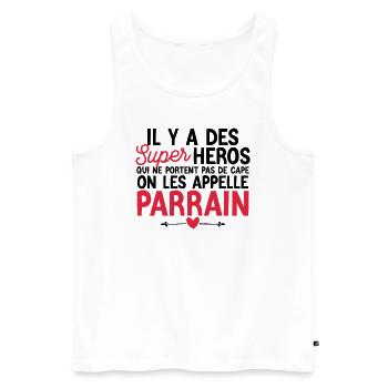 Super-héros sans cape : Les Parrains - Débardeur bio Premium Homme - blanc - Devant - Michal (187cm)