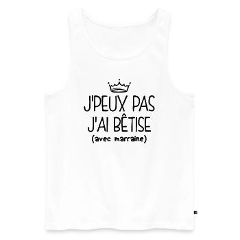 Pas Dispo, Bêtise Avec Marraine - Débardeur bio Premium Homme - blanc - Devant - Michal (187cm)