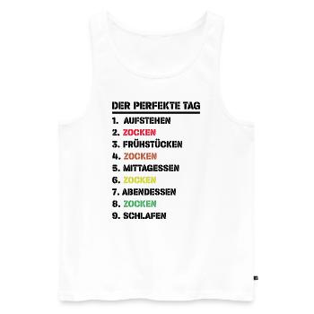 Gamer's Traumtag - Männer Premium Bio Tank Top - Weiß - Vorne - Michal (187cm)