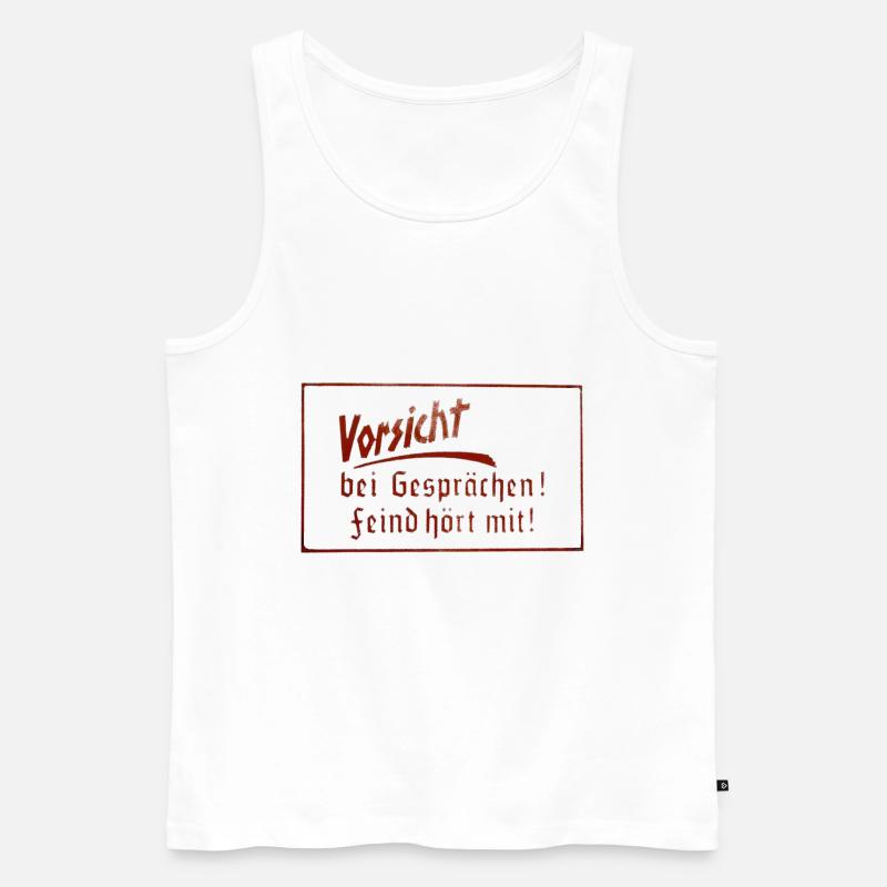 Vorsicht! Feind hört mit! - Männer Premium Bio Tank Top - Weiß