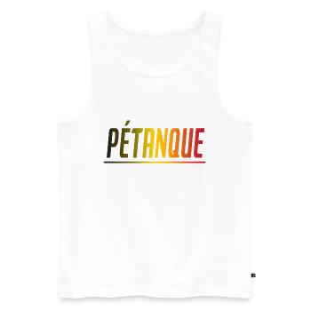 PETANQUE BOULE CADEAU SPORT BELGIQUE - Débardeur bio Premium Homme - blanc - Devant - Michal (187cm)