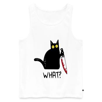 Black Cat What? - Men's Premium Organic Tank Top - white - Front - Michal (187cm)