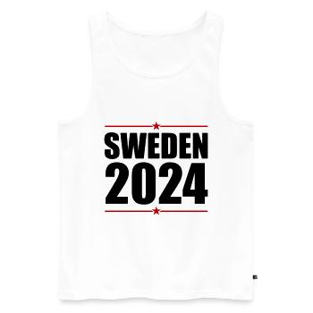 Suède 2024 - Débardeur bio Premium Homme - blanc - Devant - AI Model Male 178 light (178cm)