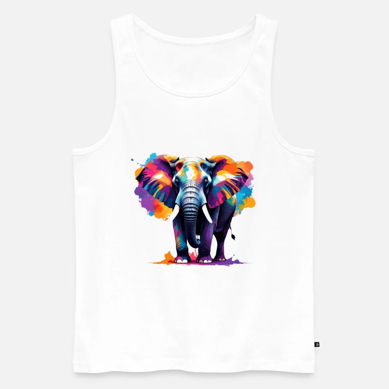 Elefant,Graffiti, bunt, Malerei - Männer Premium Bio Tank Top - Weiß