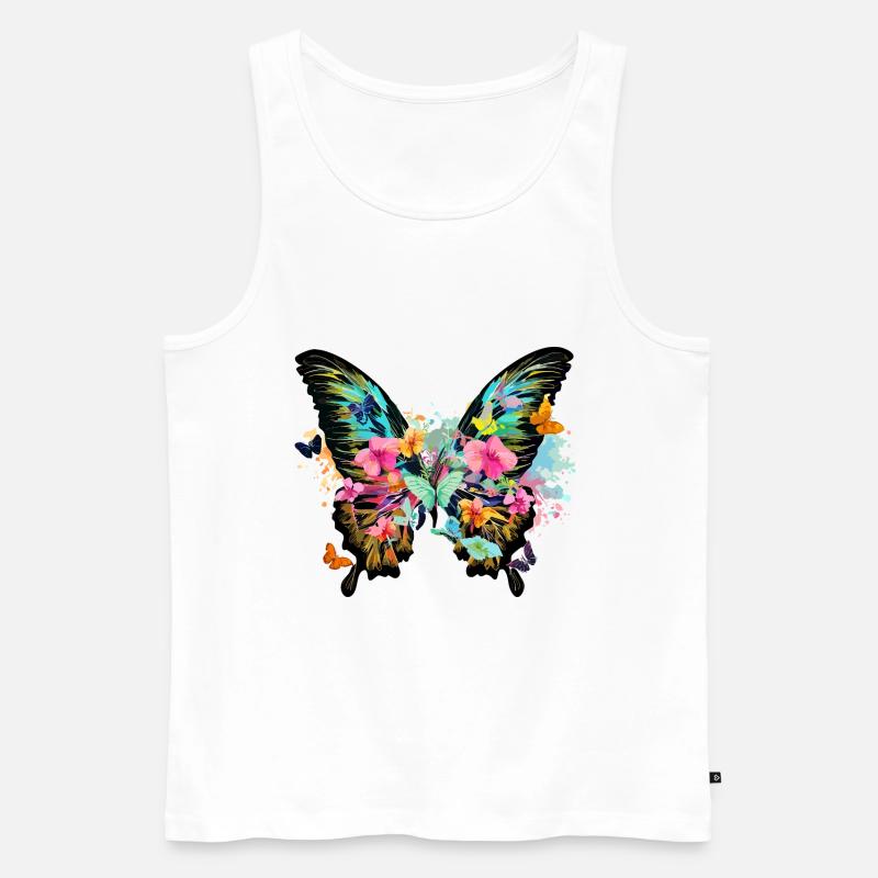 schmetterling,bunt,blumen,graffiti - Männer Premium Bio Tank Top - Weiß