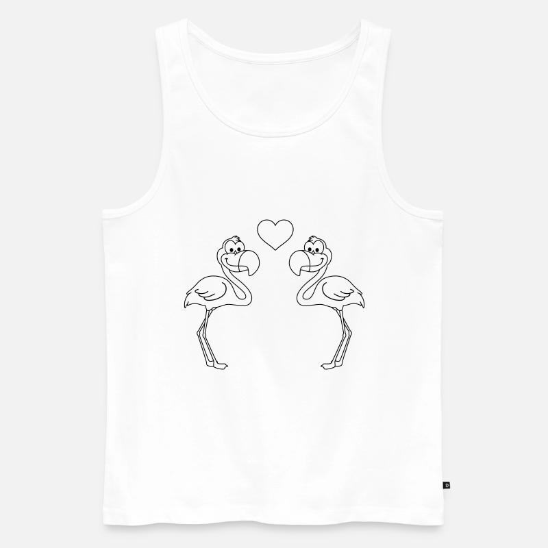 Flamingo Comic Paar liebe - Männer Premium Bio Tank Top - Weiß