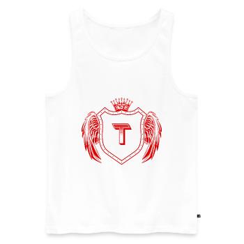 Armoiries de la lettre T - Débardeur bio Premium Homme - blanc - Devant - Michal (187cm)