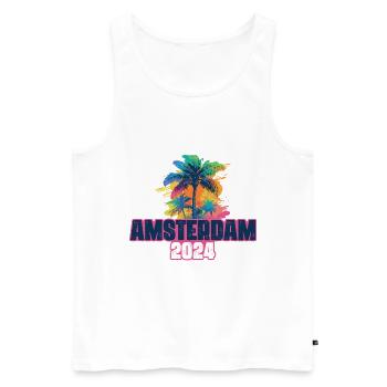 Amsterdam 2024 Holiday Palm Blob - Men's Premium Organic Tank Top - white - Front - Michal (187cm)