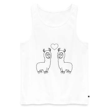 Alpaka Comic Paar liebe - Männer Premium Bio Tank Top - Weiß - Vorne - Michal (187cm)