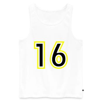 16 Number College - Men's Premium Organic Tank Top - white - Front - AI Model Male 178 light (178cm)
