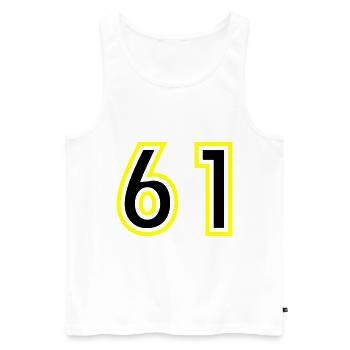 61 Number College - Men's Premium Organic Tank Top - white - Front - AI Model Male 178 light (178cm)