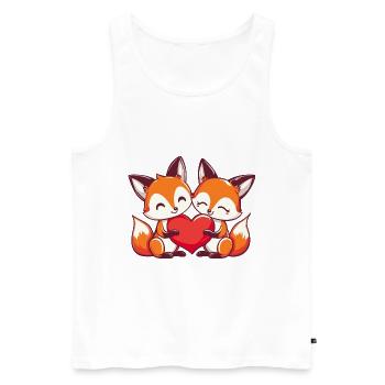 Renard Couple Amoureux Animal Saint Valentin - Débardeur bio Premium Homme - blanc - Devant - Michal (187cm)