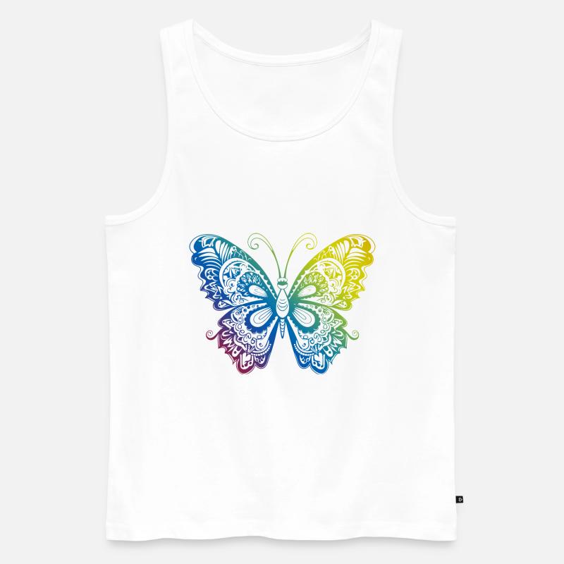 Schmetterling Mandala Boho - Männer Premium Bio Tank Top - Weiß