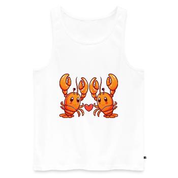 Homard Couple Amoureux Cancer Animal Saint Valentin - Débardeur bio Premium Homme - blanc - Devant - Michal (187cm)