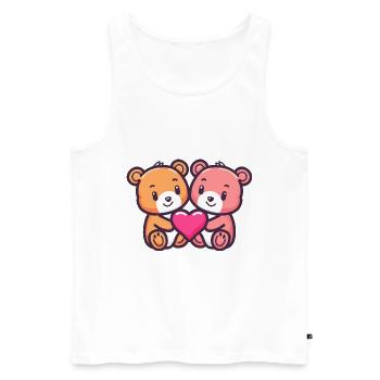Ours Couple Amoureux Animal Saint Valentin - Débardeur bio Premium Homme - blanc - Devant - Michal (187cm)