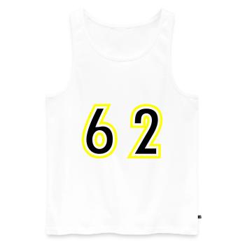 62 Nombre Collège - Débardeur bio Premium Homme - blanc - Devant - Michal (187cm)
