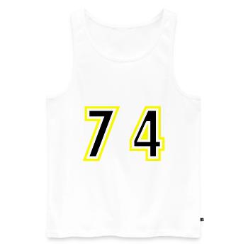74 Zahl College - Männer Premium Bio Tank Top - Weiß - Vorne - Michal (187cm)