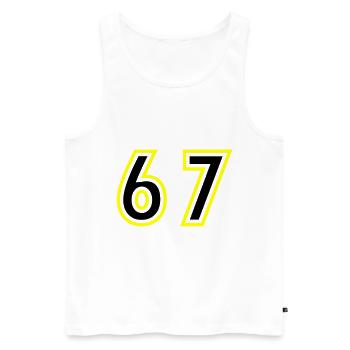 67 Zahl College - Männer Premium Bio Tank Top - Weiß - Vorne - Michal (187cm)