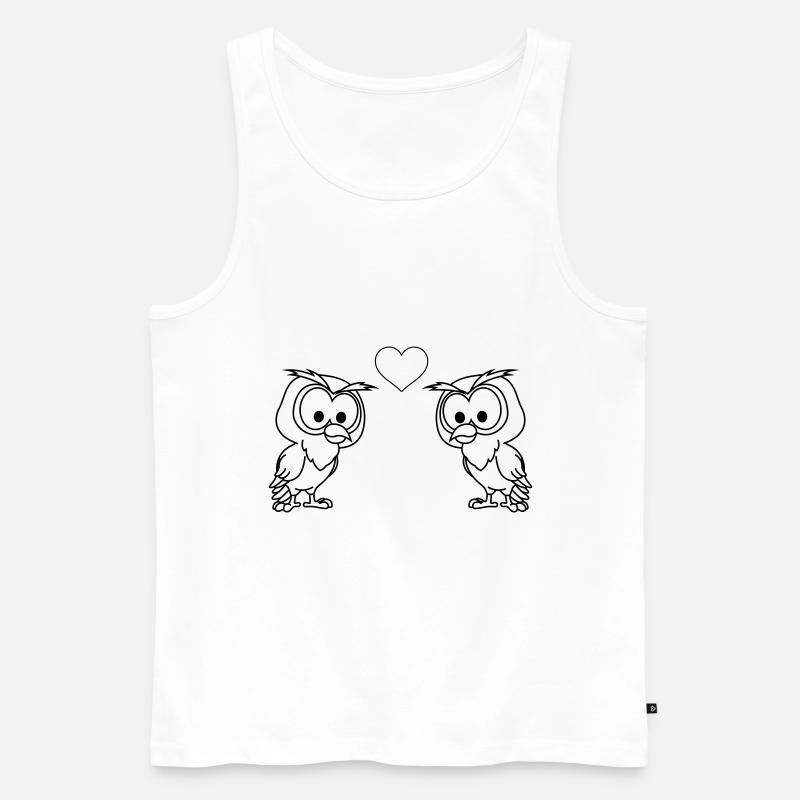 Eule Comic Paar liebe - Männer Premium Bio Tank Top - Weiß