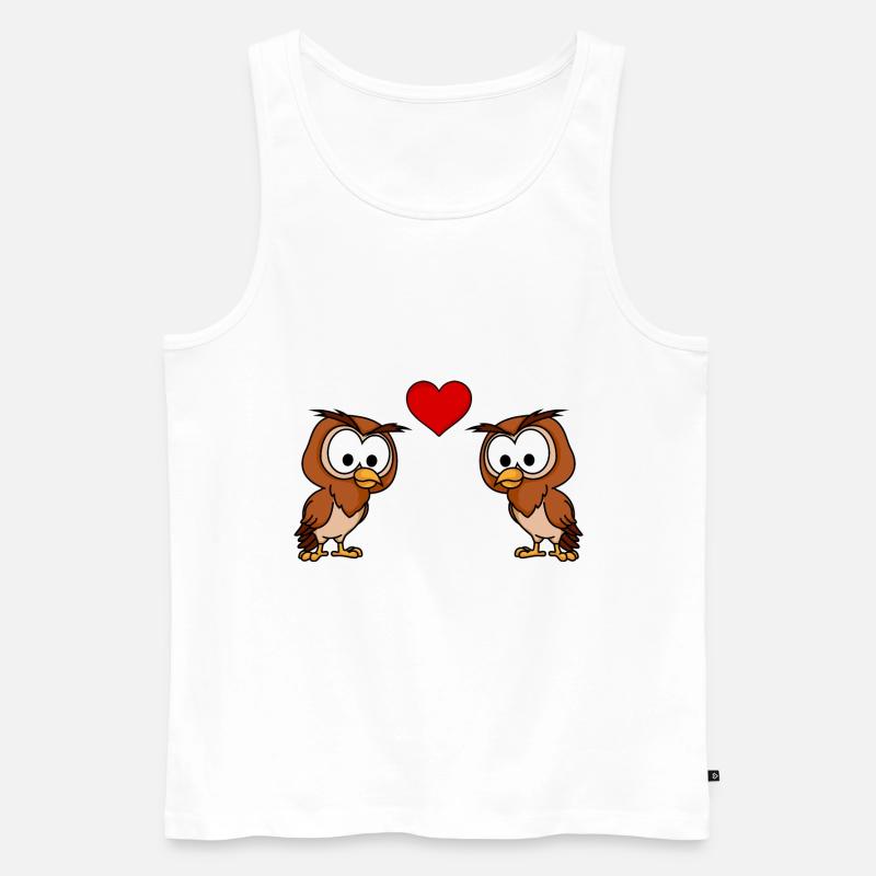 Eule Comic Paar liebe - Männer Premium Bio Tank Top - Weiß