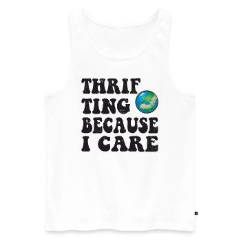 Thrifting. Because I care. - Men's Premium Organic Tank Top - white - Front - Michal (187cm)