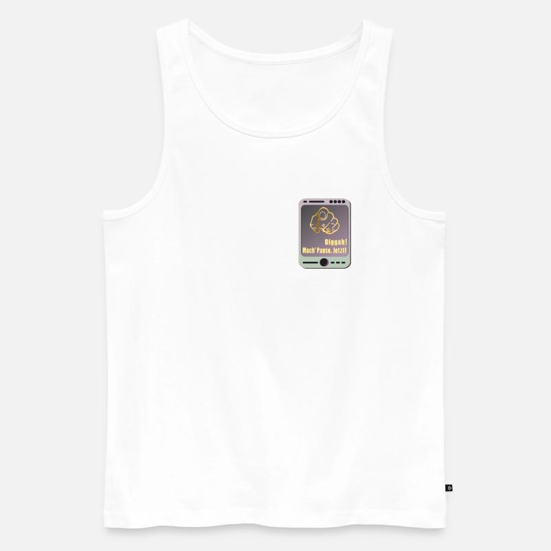 PAUSE MACHEN SPRÜCHE - Männer Premium Bio Tank Top - Weiß