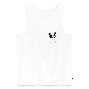 Panda qui regarde depuis sa poche - Débardeur bio Premium Homme - blanc - Devant - AI Model Male 178 light (178cm)