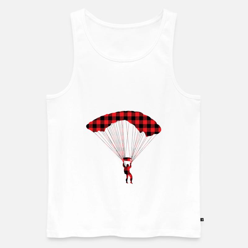 Fallschirm Skydiving Plaid - Männer Premium Bio Tank Top - Weiß