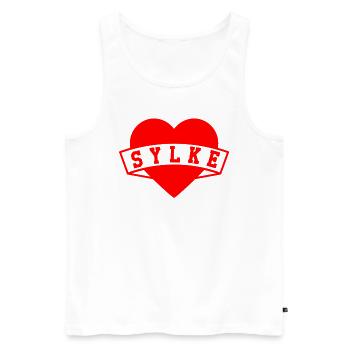 Sylke Herzen - Men's Premium Organic Tank Top - white - Front - AI Model Male 178 light (178cm)