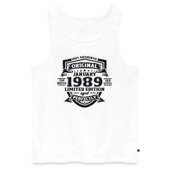 35th Birthday January Vintage 1989 Original - Men's Premium Organic Tank Top - white - Front - Michal (187cm)