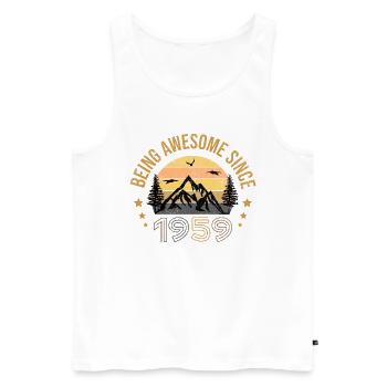 Being Awesome Since 1959 - Geschenkidee - Männer Premium Bio Tank Top - Weiß - Vorne - Michal (187cm)