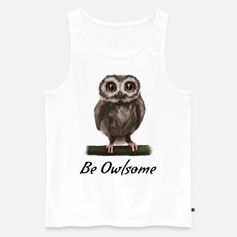 Uhu Eule - besome (awesome) - Männer Premium Bio Tank Top - Weiß