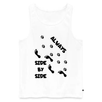 Side by side with dog * - Men's Premium Organic Tank Top - white - Front - AI Model Male 178 light (178cm)