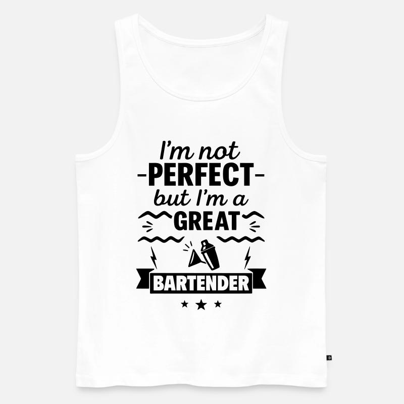 Nicht perfekt aber ein super Barkeeper - Männer Premium Bio Tank Top - Weiß