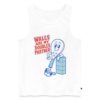 Padel – Walls Are My Doubles Partner - Männer Premium Bio Tank Top - Weiß - Vorne - Michal (187cm)