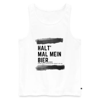 Story: Halt mal mein Bier - Männer Premium Bio Tank Top - Weiß - Vorne - AI Model Male 178 light (178cm)