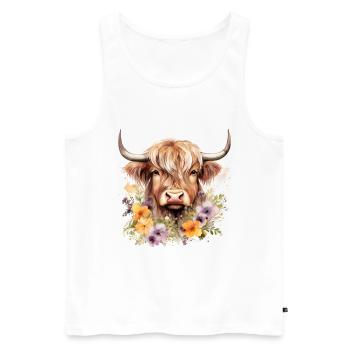 Nature's Grace: Highland Cow Illustrationen für alle - Männer Premium Bio Tank Top - Weiß - Vorne - Michal (187cm)