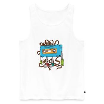 Tape salad cassette of the 80s - Men's Premium Organic Tank Top - white - Front - AI Model Male 178 light (178cm)
