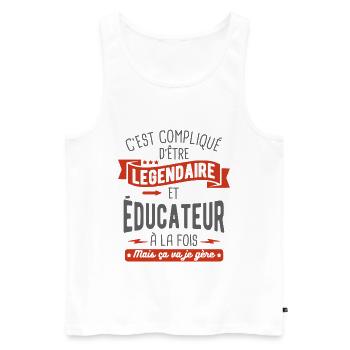légendaire et éducateur - Débardeur bio Premium Homme - blanc - Devant - Michal (187cm)